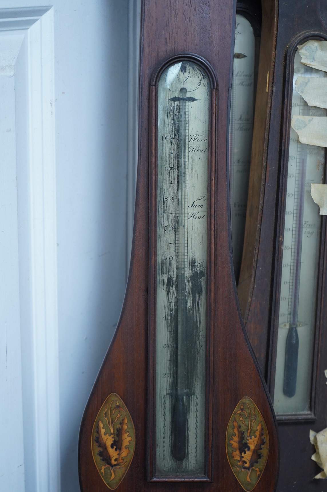 Three 19th century banjo barometers - as viewed